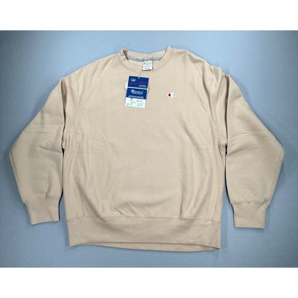 Champion Reverse Weave Crewneck Sweatshirt Beige Mens Size M NWT Heavyweight